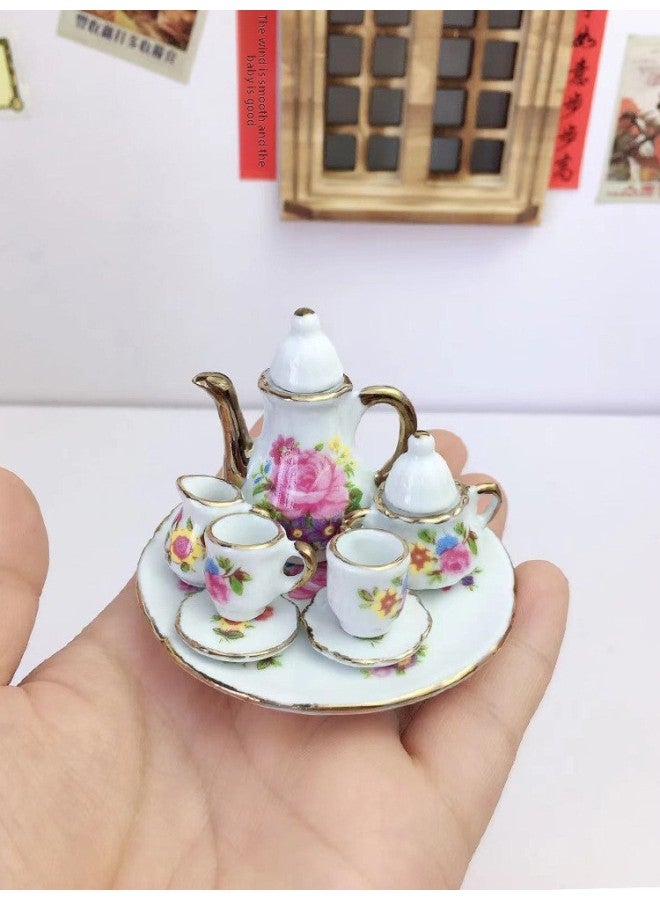Mini Kitchen Ceramic Toy Miniature Small Tea Set Teapot Teacup Simulation Ornaments Children Play House Toy Package-Specifications:A Set Of Lotus Teapot  - Image 5