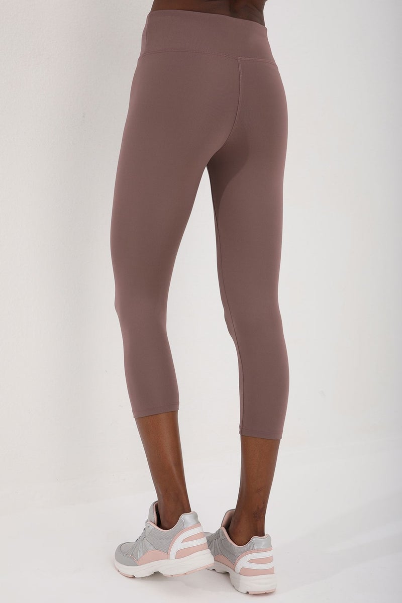Tommy Life Dusty Rose Women's High Waist Slimming Cross Back Detailed Sports Bustier-Capri Tights Set - 95283  - Image 4