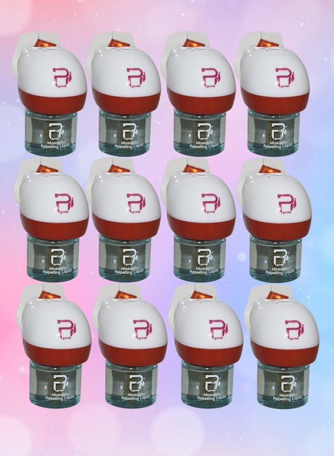 PYRON 12 Pieces Electric mosquito killer device with free 360 hour refill liquid 1 bottle of 45 ml with a floral fragrance - Image 1