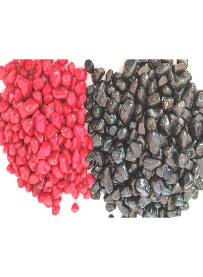 Ercole® Decorative Coloured Painted Asymmetric Marble Stone Pebbles for Vase Filler Plant Pots Aquarium Home Garden Outdoor Decoration (Red & Black, 2 Kg) - Image 5