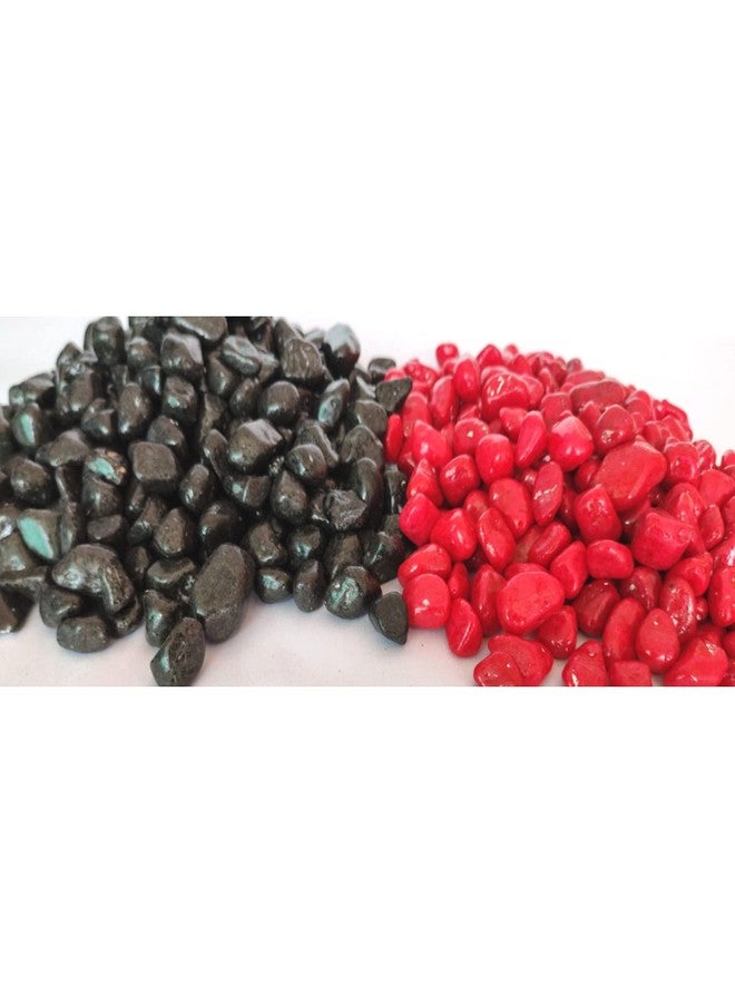 Ercole® Decorative Coloured Painted Asymmetric Marble Stone Pebbles for Vase Filler Plant Pots Aquarium Home Garden Outdoor Decoration (Red & Black, 2 Kg) - Image 3
