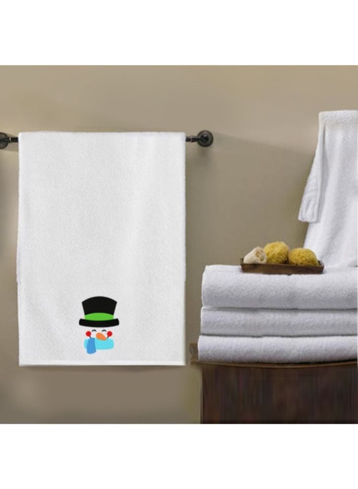 BYFT Embroidered For You (White) Luxury (Snowman with Scarf and Black Cap) Personalized Bath Towel (70 x 140 Cm-Set of 1) 100% Cotton, Highly Absorbent and Quick dry Bath Linen-600 Gsm  - Image 1