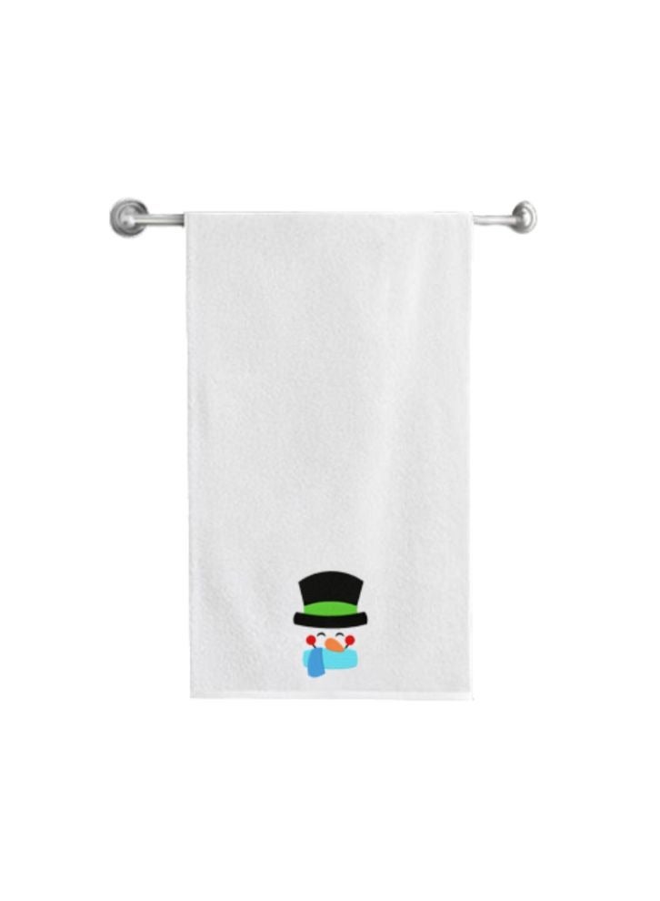 BYFT Embroidered For You (White) Luxury (Snowman with Scarf and Black Cap) Personalized Bath Towel (70 x 140 Cm-Set of 1) 100% Cotton, Highly Absorbent and Quick dry Bath Linen-600 Gsm  - Image 2