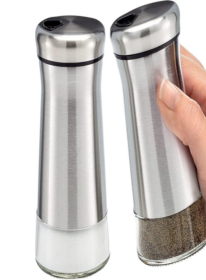 KITOME Salt and Pepper Shakers Set with Adjustable Pour Holes - Stainless Steel Salt Shaker and Pepper Shaker. - Image 1