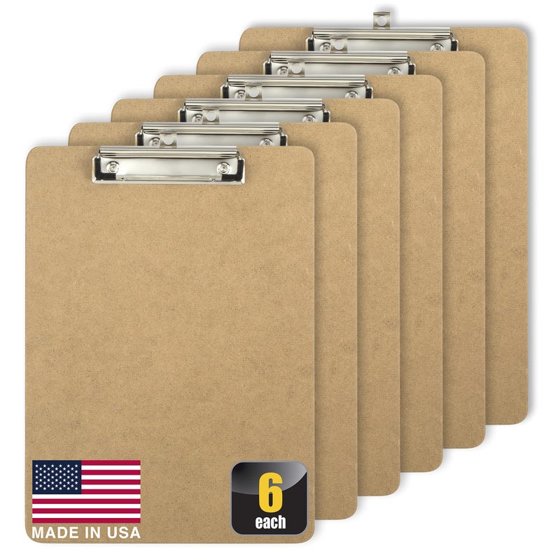 Officemate Recycled Wood Clipboards, Low Profile Clip, 6 Pack Clipboards, Letter Size (9 x 12.5 Inches), Brown (83806) - Image 1