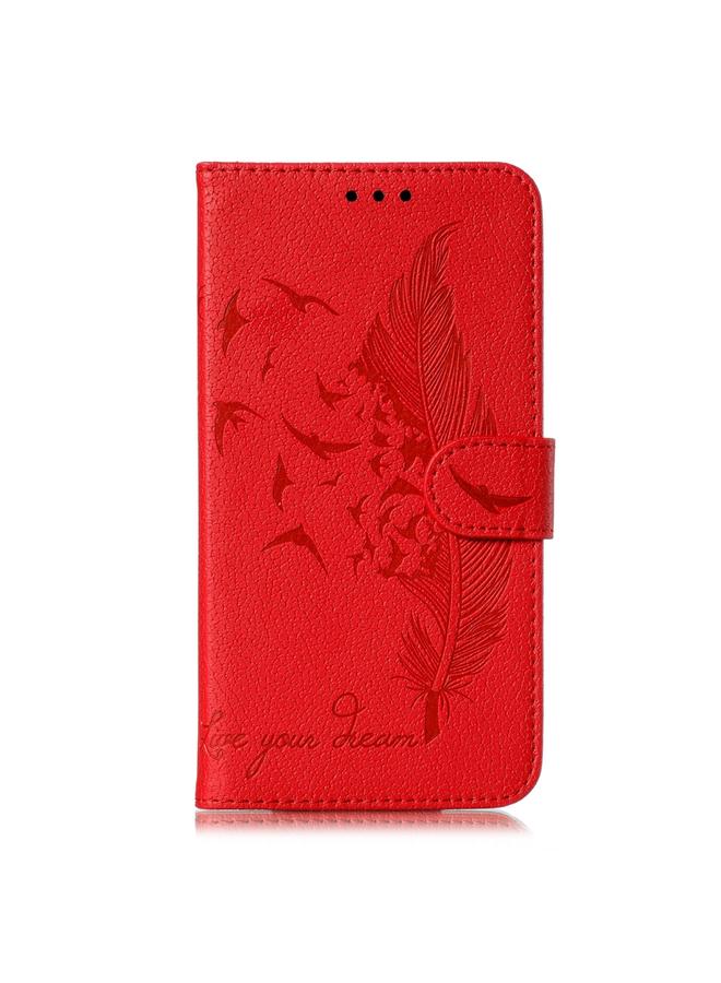 زبون جراب جلدي بتصميم ريشة من الليتشي لهاتف iPhone 11 مع محفظة وحامل وفتحات للبطاقات - Image 2