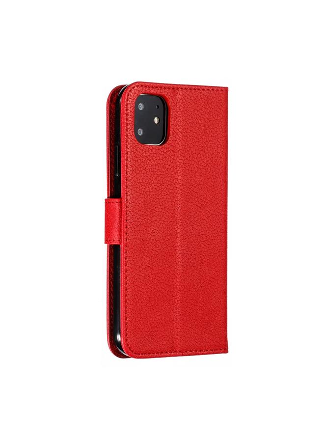 زبون جراب جلدي بتصميم ريشة من الليتشي لهاتف iPhone 11 مع محفظة وحامل وفتحات للبطاقات - Image 4