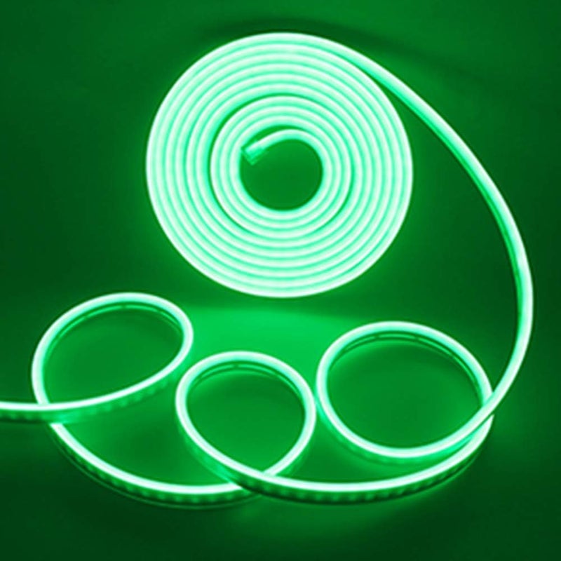 YM EBright Led Neon Strip Lights 12V Indoor Outdoor Silicone Rope 16.4Ft 600SMD Flexible Waterproof IP67 for Signboard Bar Home Kitchen Bedroom Party Christmas Decoration-Green (No Power Adapter) - Image 1