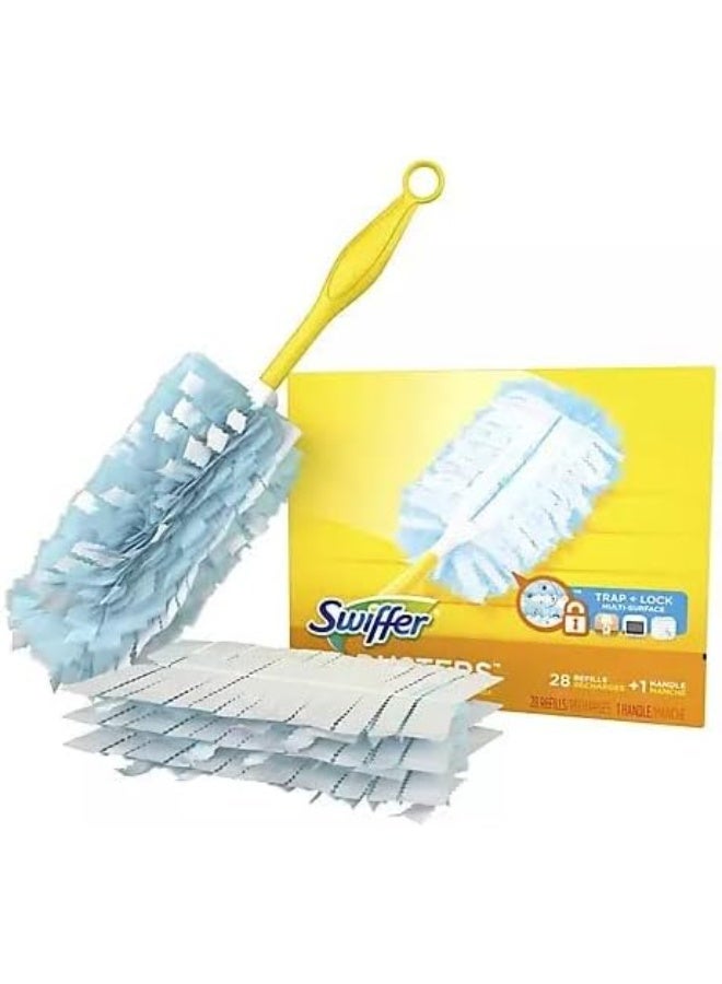 Swiffer Dusters Dusting Starter Kit With Handle And 28 Disposable Duster Refills, Multi-Surface Cleaning, White (28 Refills + 1 Handle - 29 Count) - Image 3