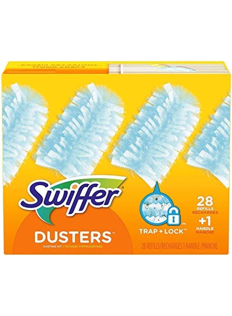 Swiffer Dusters Dusting Starter Kit With Handle And 28 Disposable Duster Refills, Multi-Surface Cleaning, White (28 Refills + 1 Handle - 29 Count) - Image 1