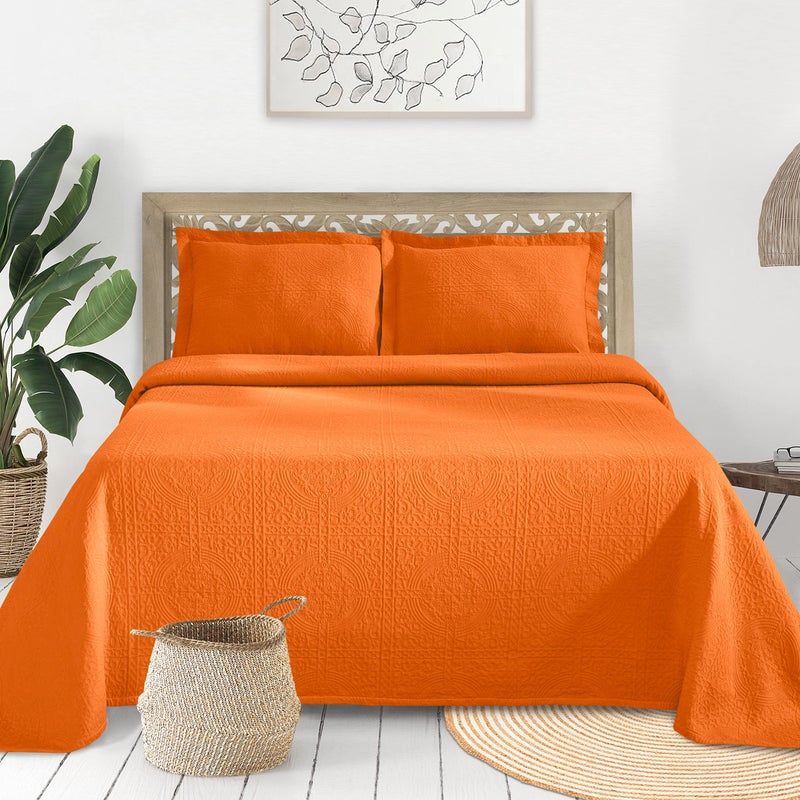 Superior Cotton Fleur De Lis Bedspread Set Warm Blankets AllSeason Bedding Bedroom Decor Decorative Boho Medallion Coverlet Includes 1 Bedspread 2 Pillow Shams King Mandarin