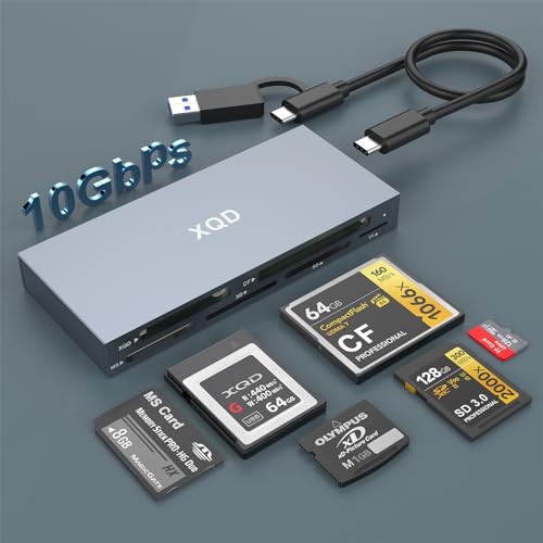 Rocketek 10Gbps XQD Card Reader 8 in 1 Multi XQD Reader for Sony GM Series Lexar 2933x1400x USB Mark XQD CardCFXDMSTFSD Reader USB C USB 30 Memory Card Reader for WindowsMac OSLinuxAndroid - Image 1