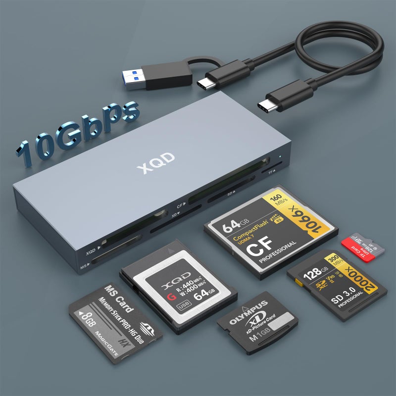 Rocketek 10Gbps XQD Card Reader 8 in 1 Multi XQD Reader for Sony GM Series Lexar 2933x1400x USB Mark XQD CardCFXDMSTFSD Reader USB C USB 30 Memory Card Reader for WindowsMac OSLinuxAndroid - Image 2