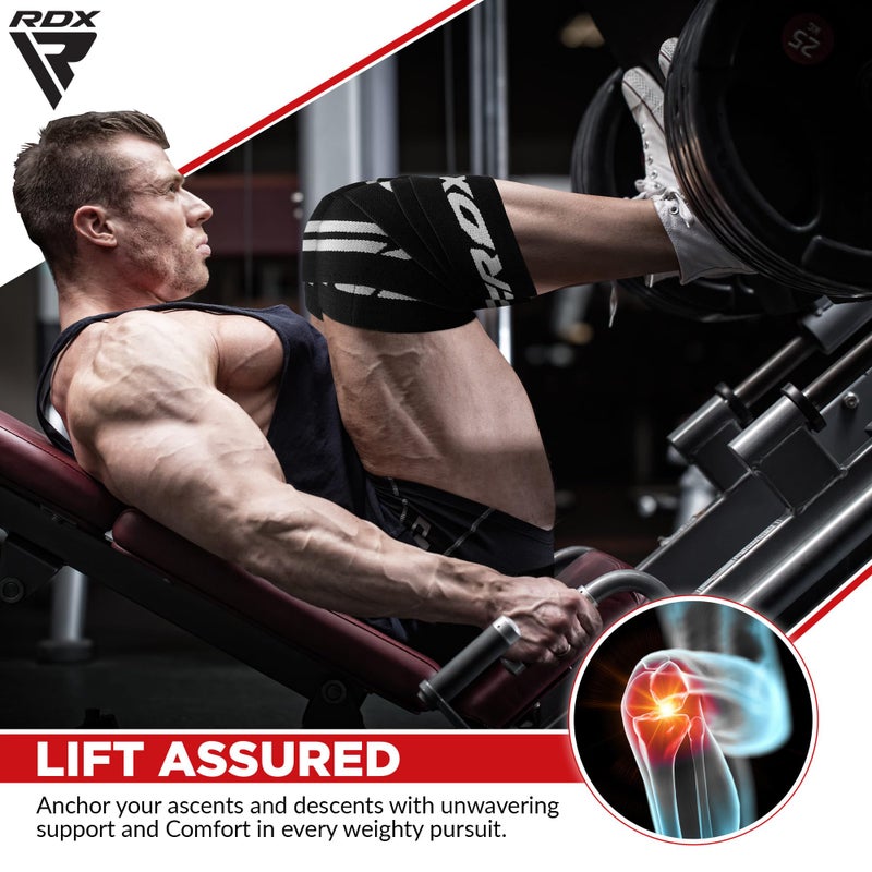 RDX Knee Wraps for Weightlifting, 78â€ Elasticated Straps Power Lifting Leg Press Support Gym Fitness Squats Workout Men Women - Image 3