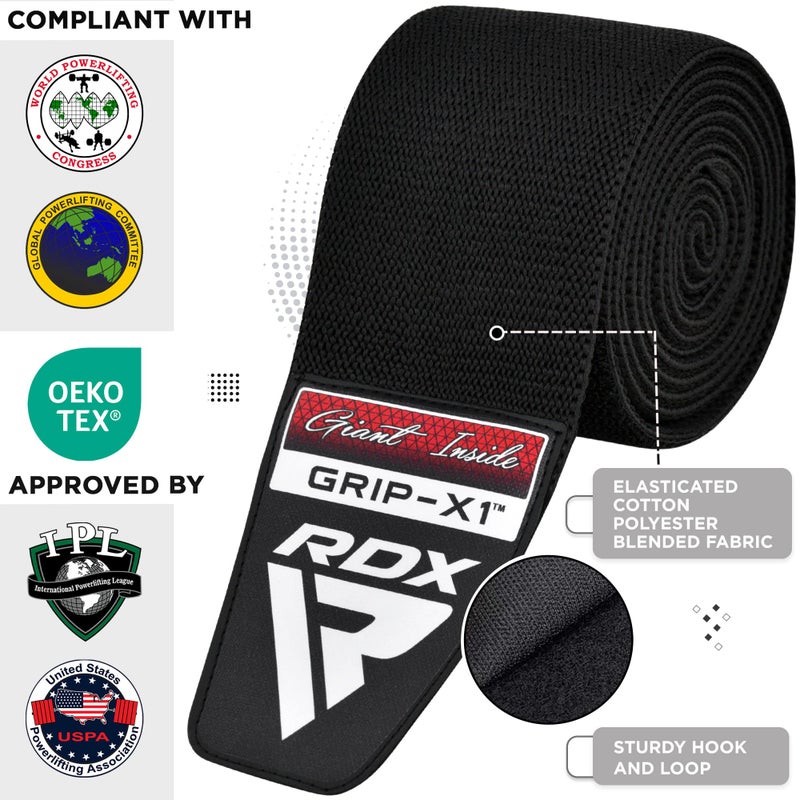 RDX Knee Wraps for Weightlifting, 78â€ Elasticated Straps Power Lifting Leg Press Support Gym Fitness Squats Workout Men Women - Image 2