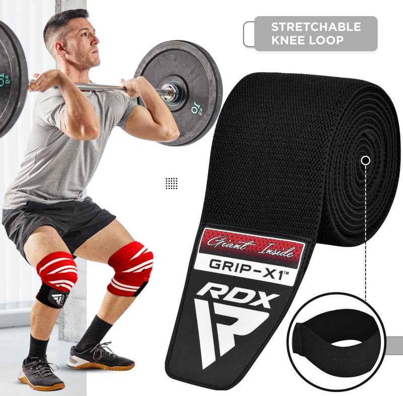 RDX Knee Wraps for Weightlifting, 78â€ Elasticated Straps Power Lifting Leg Press Support Gym Fitness Squats Workout Men Women - Image 4