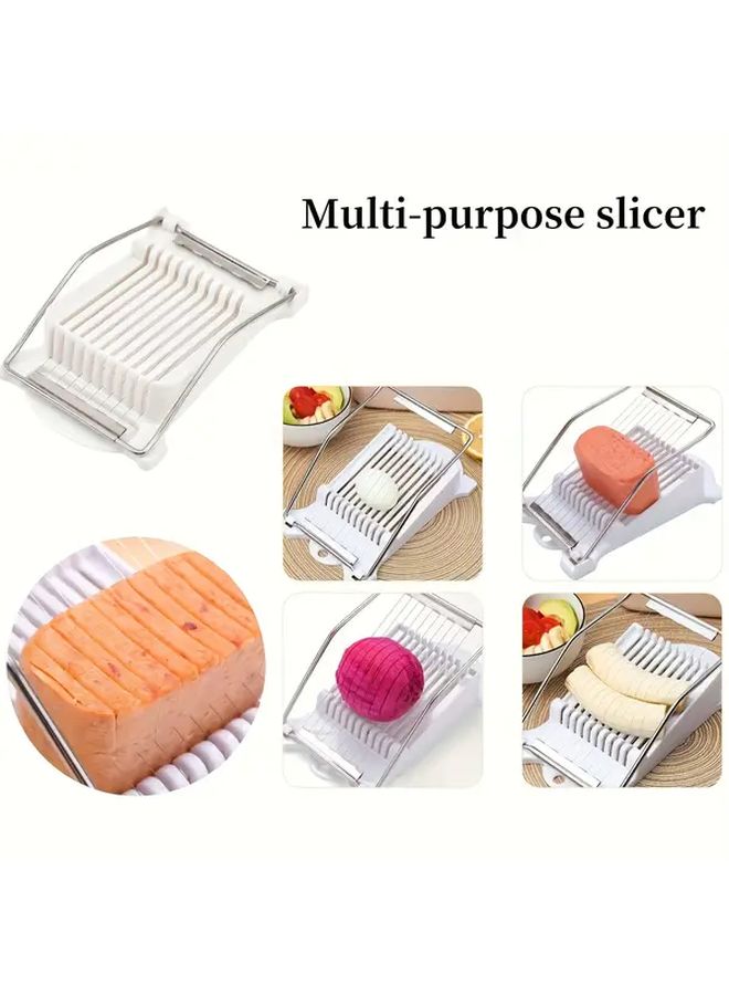 Stainless Steel Manual Slicer with 10 Blades White Adjustable Thickness Compact Rust Resistant Design for Food - Image 2