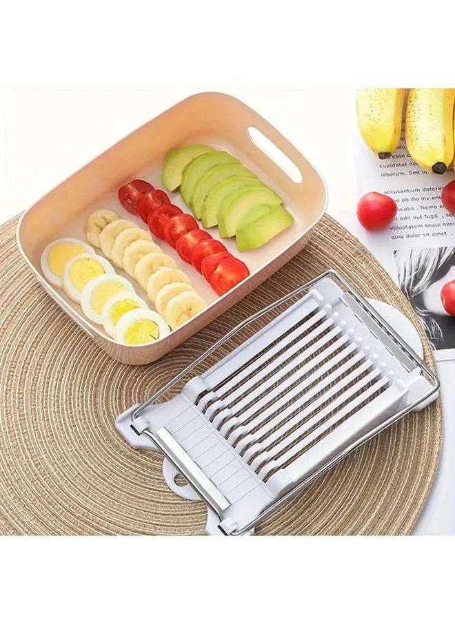 Stainless Steel Manual Slicer with 10 Blades White Adjustable Thickness Compact Rust Resistant Design for Food - Image 1