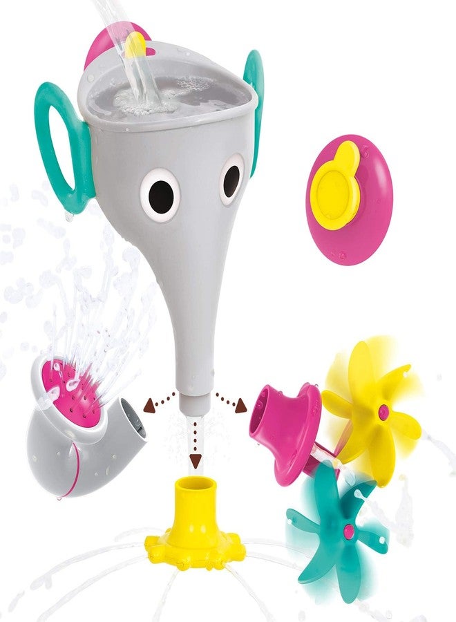 Yookidoo Elephant Trunk Funnel Baby Bath Toy - FunEleFun Fill ‘N’ Sprinkle - Fun and Imaginative Play with 3 Interchangeable Trunk Accessories for Ages 18m+ (Grey) - Image 1