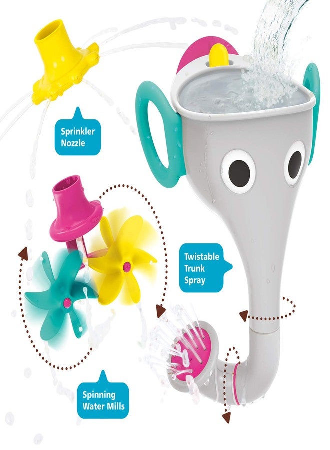 Yookidoo Elephant Trunk Funnel Baby Bath Toy - FunEleFun Fill ‘N’ Sprinkle - Fun and Imaginative Play with 3 Interchangeable Trunk Accessories for Ages 18m+ (Grey) - Image 3