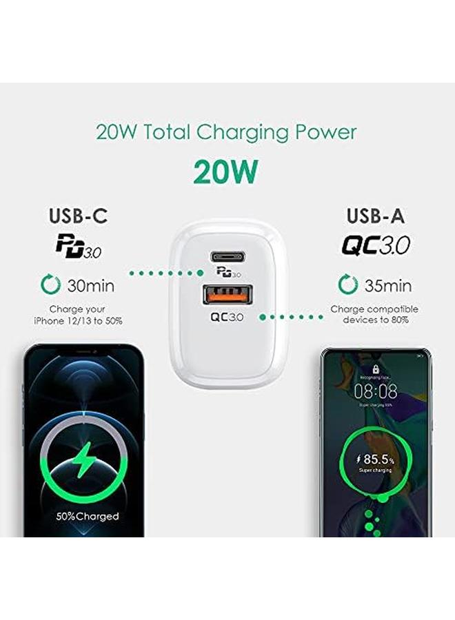PEGANT 20W Usb C Pd Fast Charger Dual Port Type C Qc3.0 Wall Adapter Uk Plug Compatible With Iphone 15 14 13 12 11 Galaxy Pixel Ipad Airpods - Image 2