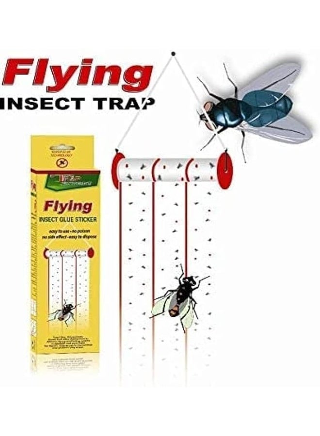 Flying Insect Glue Sticker Trap - Hanging Fly Paper Strips, Non-Toxic Chemical-Free Fly Catcher for Mosquitoes, Moths, Gnats & Flying Pests - Safe for Kitchen, Home, Garage & Office Use
