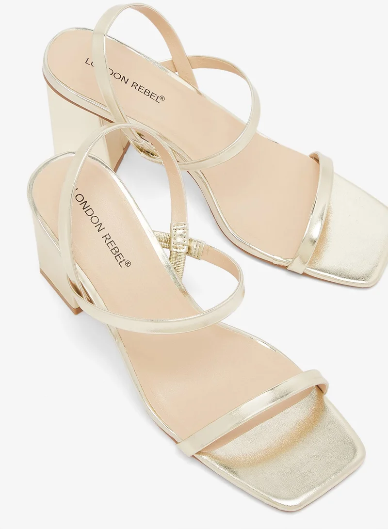 London Rebel GOLD PU Cara Ankle Strap High-Heel Sandals for Women | Best Price UAE