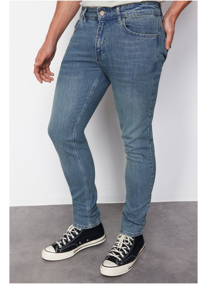 trendyol Men's Medium Blue Stretch Fabric Skinny Fit Denim Jeans  - Image 1