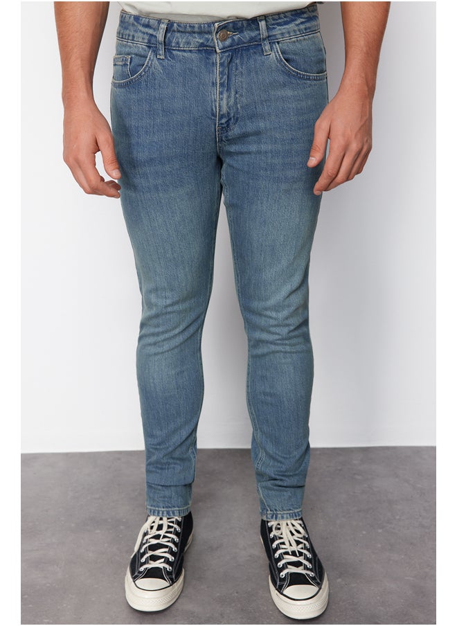 trendyol Men's Medium Blue Stretch Fabric Skinny Fit Denim Jeans  - Image 4