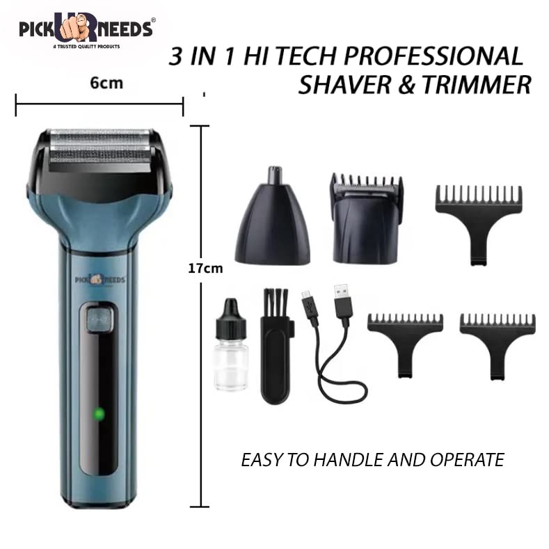 Pick Ur Needs Professional 3 In1 Cordless Hair Rechargeable Shaver Beard Trimmer For Men Hair Grooming Cutting Machine - Image 4