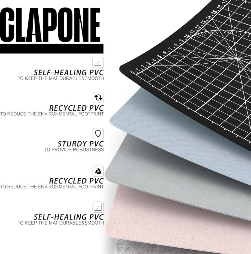 CLAPONE A4 Cutting Mat Self Healing Sewing Mat, 9inch x 12inch Rotary Cutting Mat 5-Layer Craft Board for Sewing, Quilting, and Scrapbooking Crafts Hobby Project Leather - Image 4