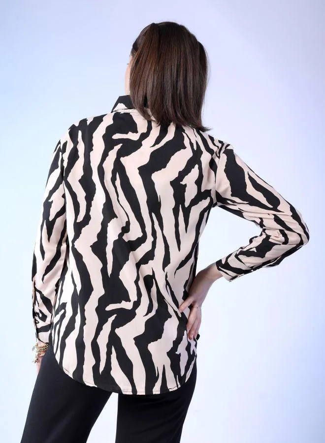 Freehand Women Loose Fit Animal Print Shirt