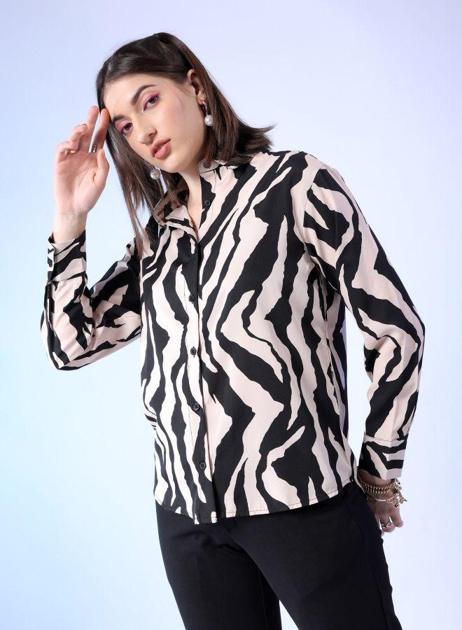 Freehand Women Loose Fit Animal Print Shirt - Image 1