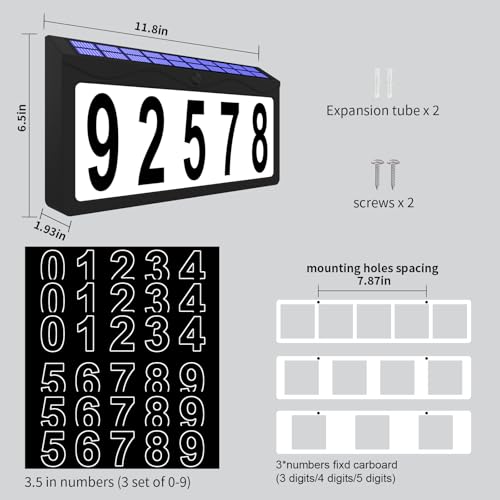 IVWVI Solar Address Sign Lighted Address Plaque Outdoor Waterproof Illuminated RGBW Color Address Numbers House Numbers for Home Street Mailbox Outside - Image 3