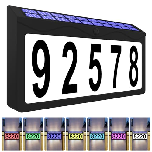 IVWVI Solar Address Sign Lighted Address Plaque Outdoor Waterproof Illuminated RGBW Color Address Numbers House Numbers for Home Street Mailbox Outside - Image 1