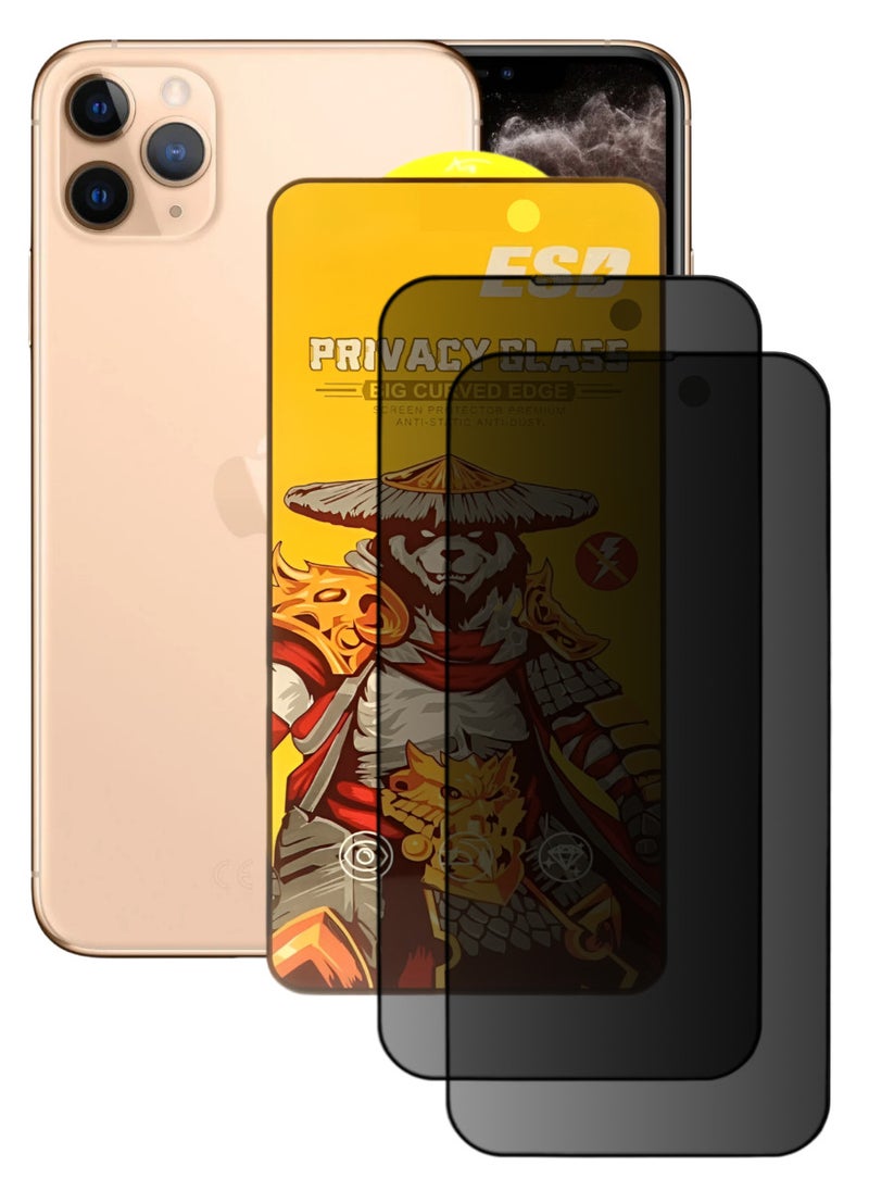 ESD 2 Pieces Tempered Dustproof Privacy Glass Screen Protector Compatible For iPhone 11 Pro Max  - Image 1