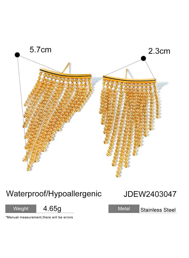 General 925 Silver Hypoallergenic/14K Alloy Inlaid Zircon Tassel Pendant Earrings  - Image 2