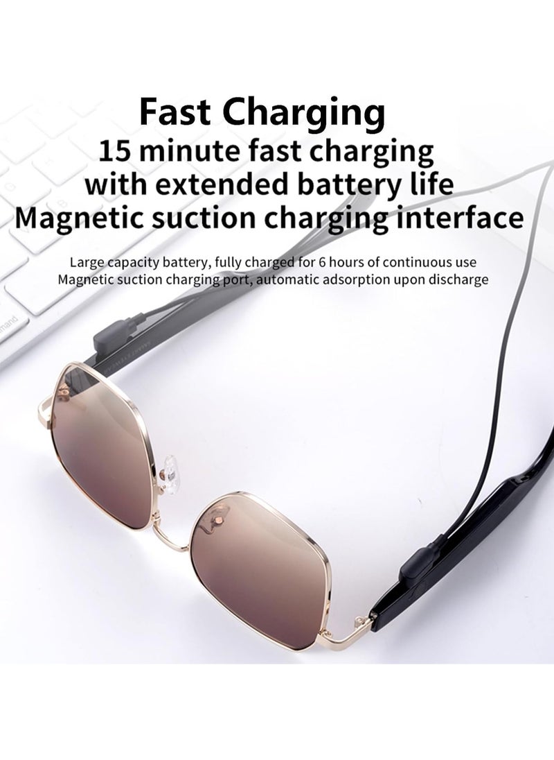Generic MZ02 Smart Bluetooth Glasses For Listening To Music And Talking On The Phone, Sunglasses That protect Against UV400 Ultraviolet Rays, Support 15-Minute Fast Charging(Brown)  - Image 5