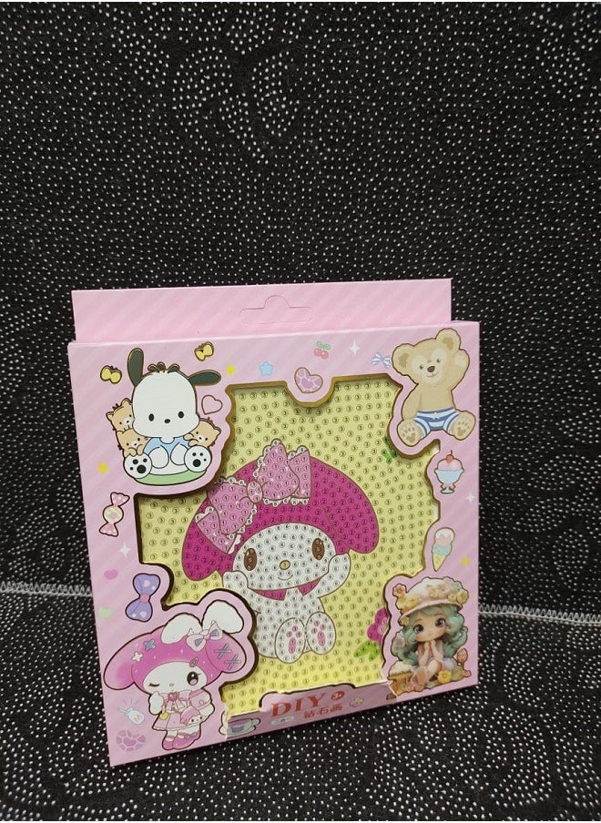 Diy - Diamond Painting Kit for Kids Develop Focus Skills and Patience, Improve Visual Coordination With a Frame (My Melody) - Image 1