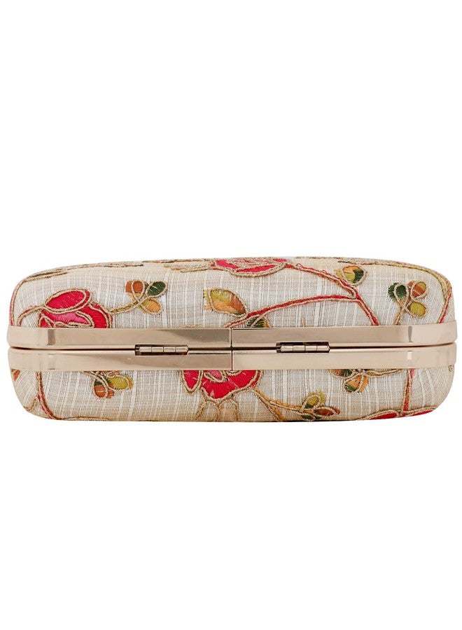 Anekaant Women's Synthetic Minaudi�re Evening Clutch Bag (Off White and Multicolour) - Image 5