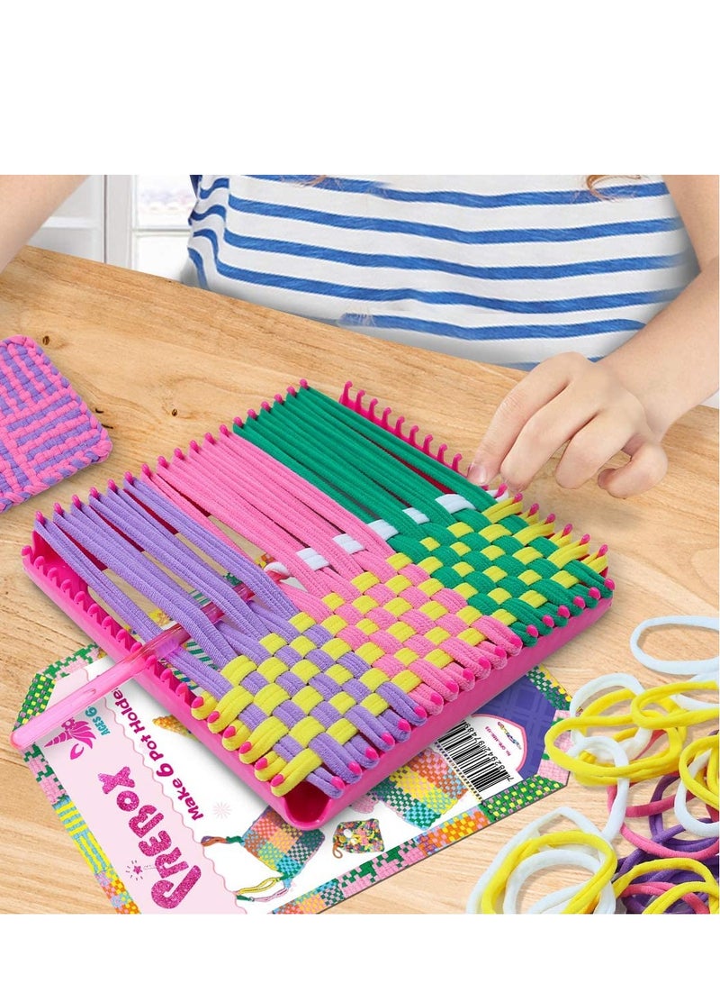 Barakah Weaving Loom Kit for Kids and Adults Potholder Weave Loom Toys Gift for Girls Ages 6 7 8 9 10 11 12 13 Years Old and Above Square Buildable Loom Knitting Activit Gifts for Child and Beginners - Image 4