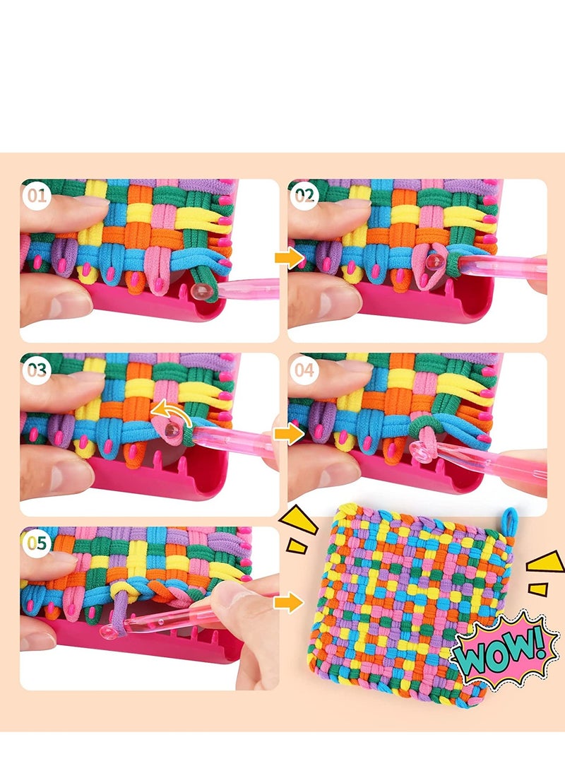 Barakah Weaving Loom Kit for Kids and Adults Potholder Weave Loom Toys Gift for Girls Ages 6 7 8 9 10 11 12 13 Years Old and Above Square Buildable Loom Knitting Activit Gifts for Child and Beginners - Image 2