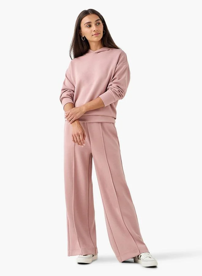 Splash FAV Regular Fit Flexi Waist Soft Touch Wide Leg Pants with Pintuck Detail