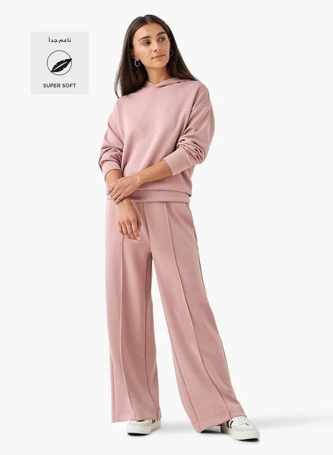 Splash FAV Regular Fit Flexi Waist Soft Touch Wide Leg Pants with Pintuck Detail