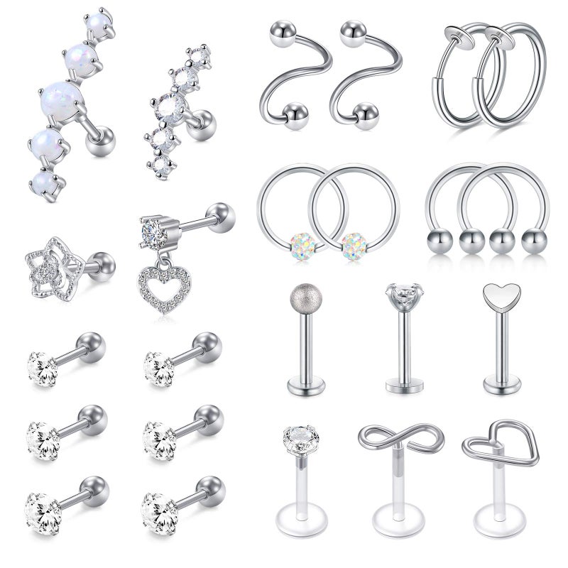 Mayhoop 16g Cartilage Earring Stud Hoop Tragus Stud Forward Helix Earrings Rook Daith Conch Stainless Steel Piercing Jewelry - Image 1