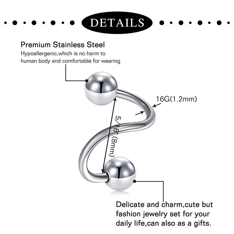 Mayhoop 16g Cartilage Earring Stud Hoop Tragus Stud Forward Helix Earrings Rook Daith Conch Stainless Steel Piercing Jewelry - Image 5