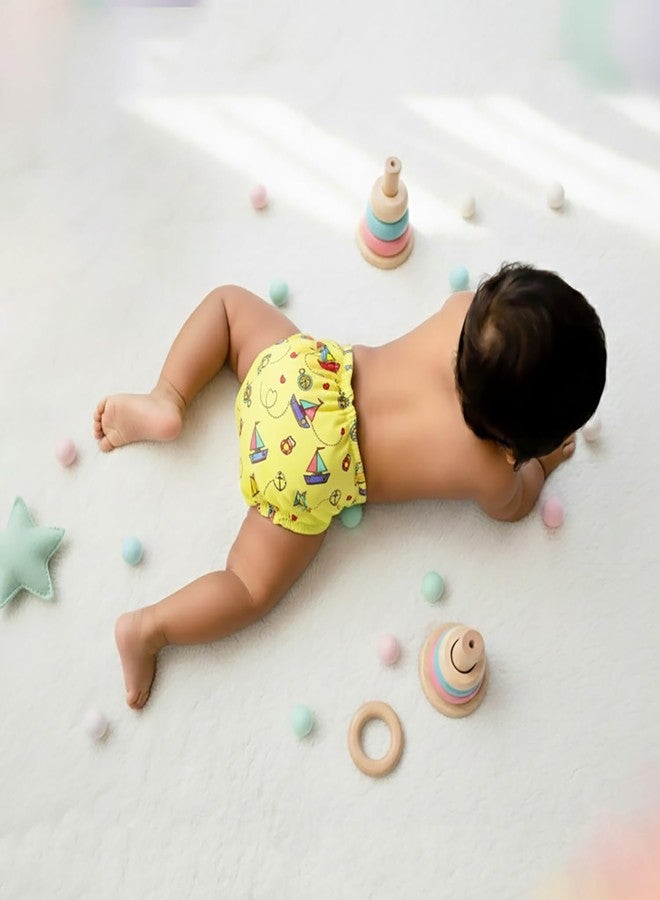 Snugkins Dry feel Langot for Newborn 0-6 Months | Adjustable, Washable & Reusable Cotton Nappy | Padded, Mess-Free & Comfortable | For Baby Boys & Girls Pack of 3 - Image 4