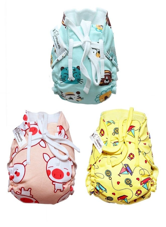 Snugkins Dry feel Langot for Newborn 0-6 Months | Adjustable, Washable & Reusable Cotton Nappy | Padded, Mess-Free & Comfortable | For Baby Boys & Girls Pack of 3 - Image 1