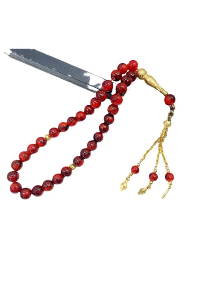 YIXIA Pieces 10mm Large Flower Bead Golden Tassel Glass Bracelet Muslim Daily Prayer Beads Worship Beads Tasbih - Image 5