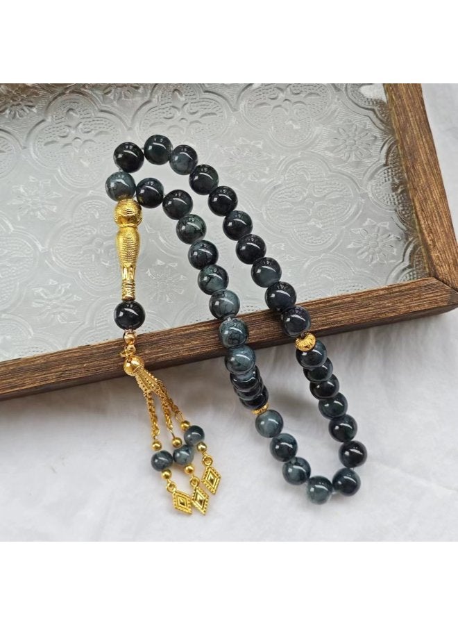 YIXIA Pieces 10mm Large Flower Bead Golden Tassel Glass Bracelet Muslim Daily Prayer Beads Worship Beads Tasbih - Image 1